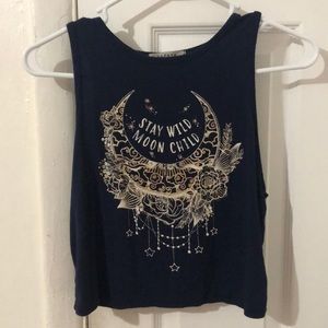 “stay wild moon child” cropped shirt.